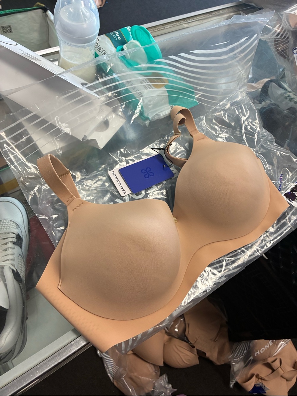 Women’s Honeylove Cloudembrace Wireless Bra we New Sz 34 DD(E) Sand